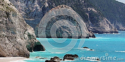 Beautiful detail of rocks of â€‹â€‹Porto Katsiki as a background Stock Photo